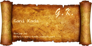 Gani Kada névjegykártya